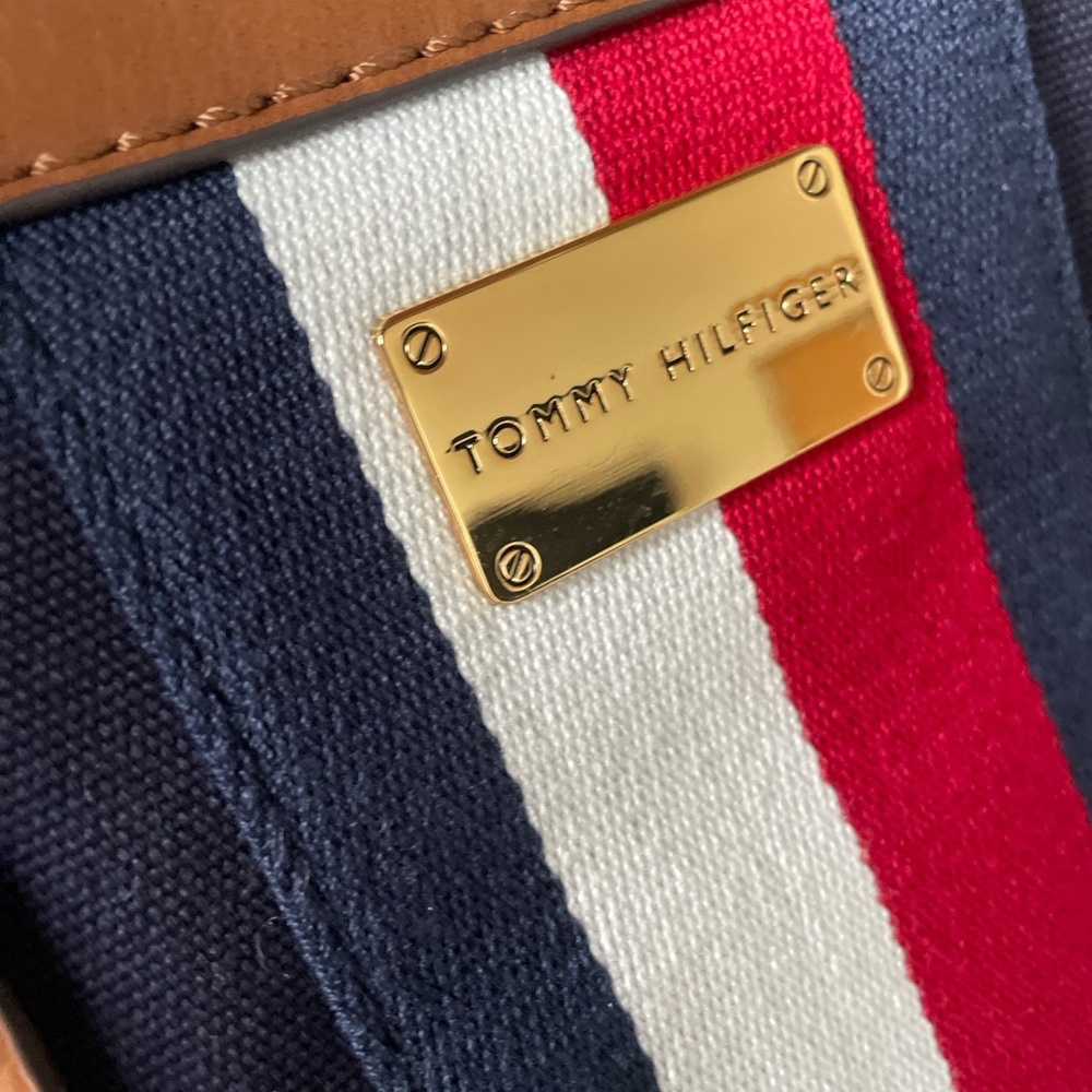 NWOT Tommy Hilfiger Navy Blue Large Tote Bag with Signature TH Stripe